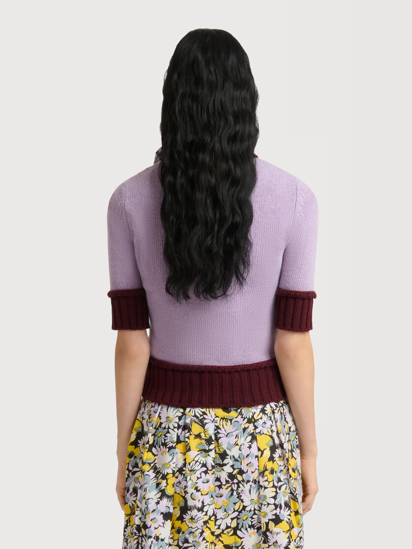 Purple wool blend jumper with contrast trims, Image 4