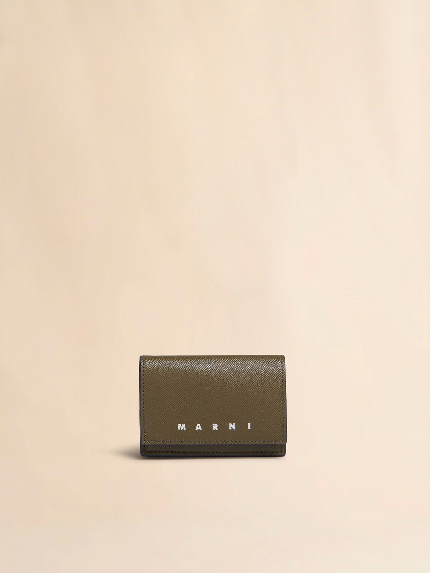 ブラック＆ブルー サフィアーノレザー 三つ折りウォレット - 財布 - Image 1