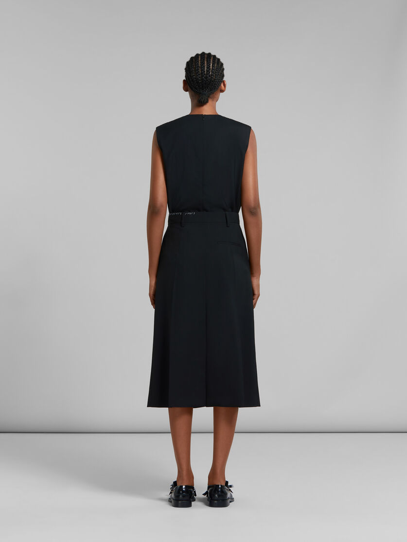 Black tropical wool midi skirt - Skirts - Image 3