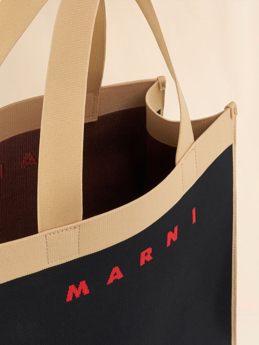 Black and beige Jacquard Shopping Bag - Shopping Bags - Image 3