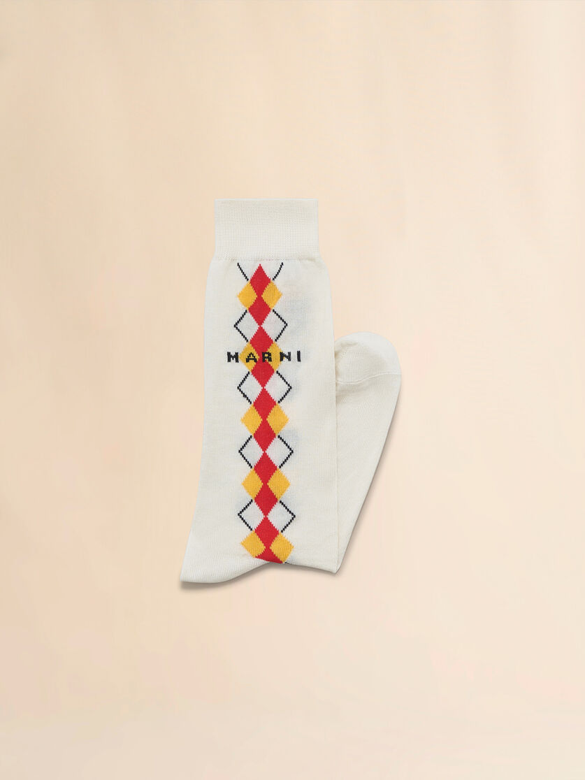 Grey socks with blue Argyle detail - Socks - Image 2