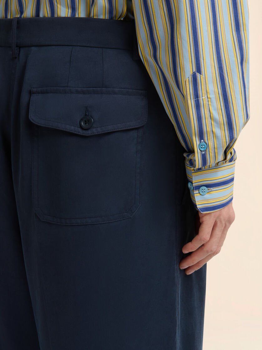 Deep blue satin wide-leg trousers, Image 4