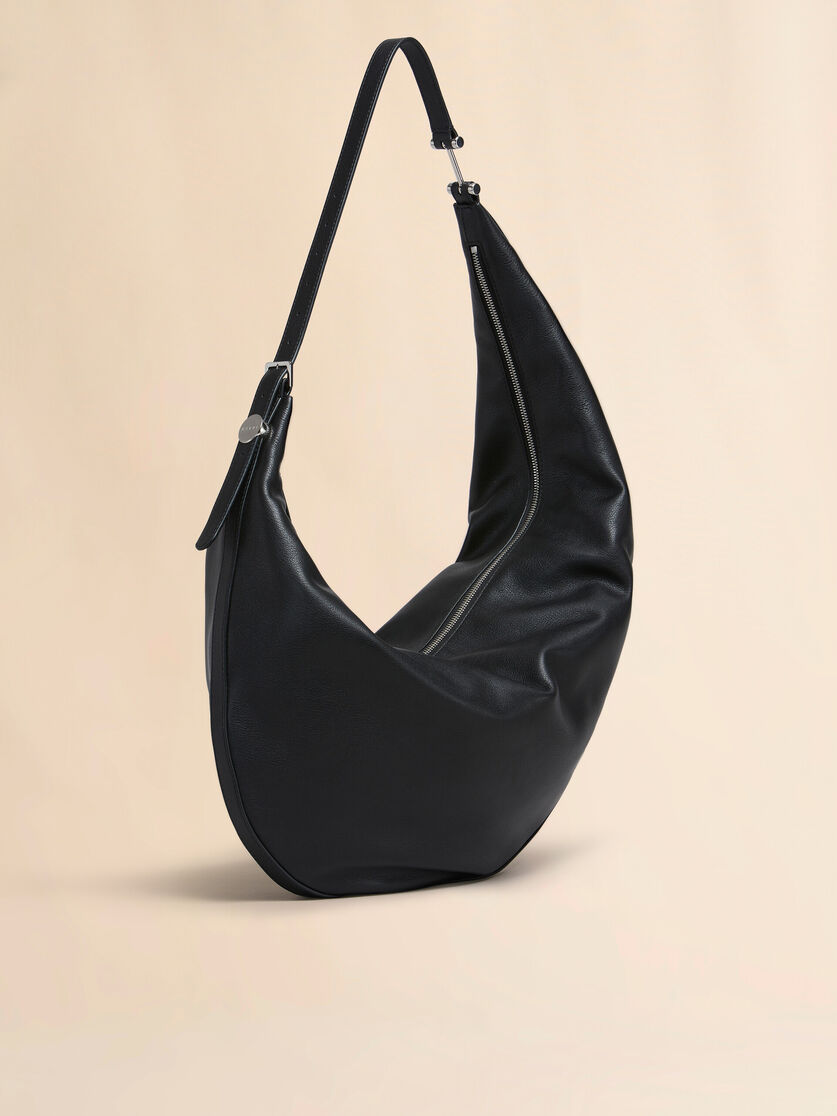 Schwarze mittelgroße Hobo-Tasche Dot aus Leder - Schultertaschen - Image 6
