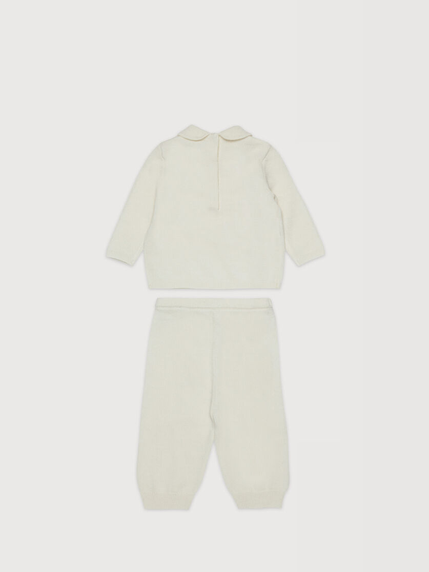 Beige wool blend knit set with embroidery, Image 2
