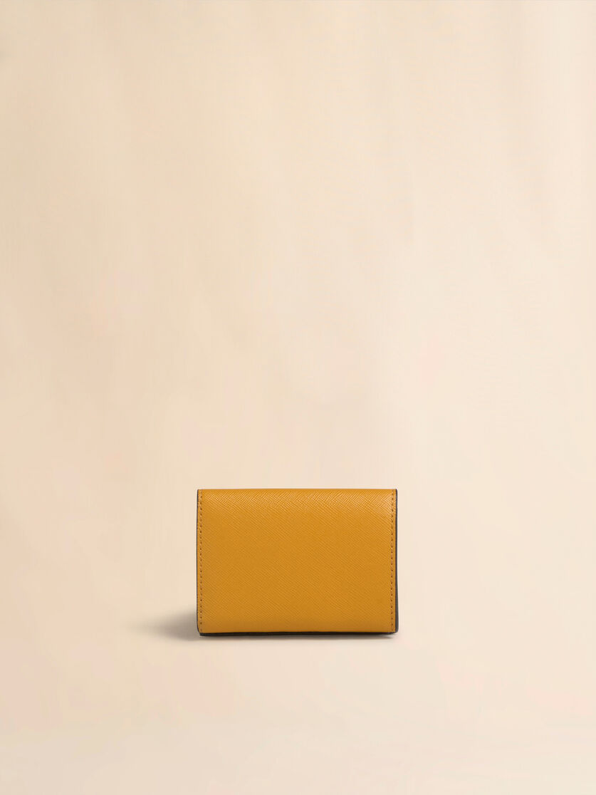 Portafoglio tri-fold in pelle saffiano verde, bianca e marrone - Portafogli - Image 3