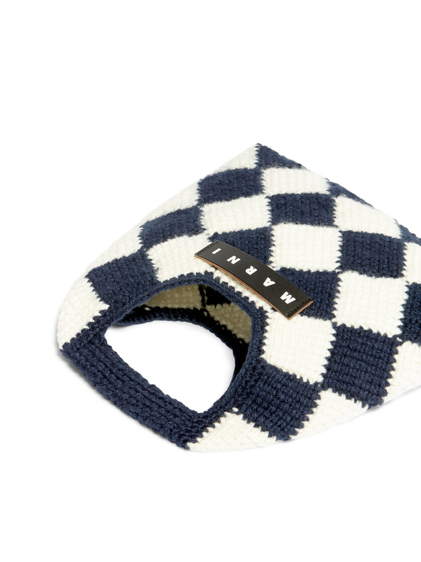 MARNI MARKET DIAMOND Mini-Tasche aus technischer Wolle in Blau und Braun - Shopper - Image 4