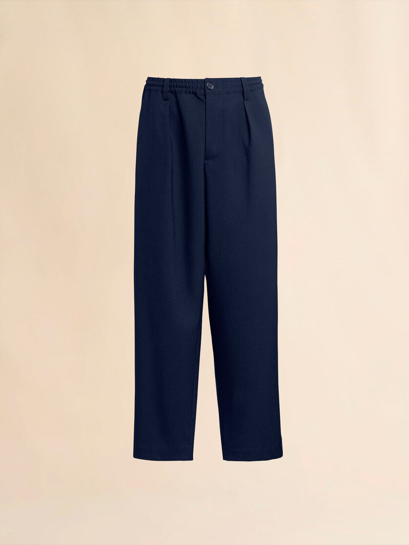 Blue cropped trousers in tropical wool - Pants - Image 1