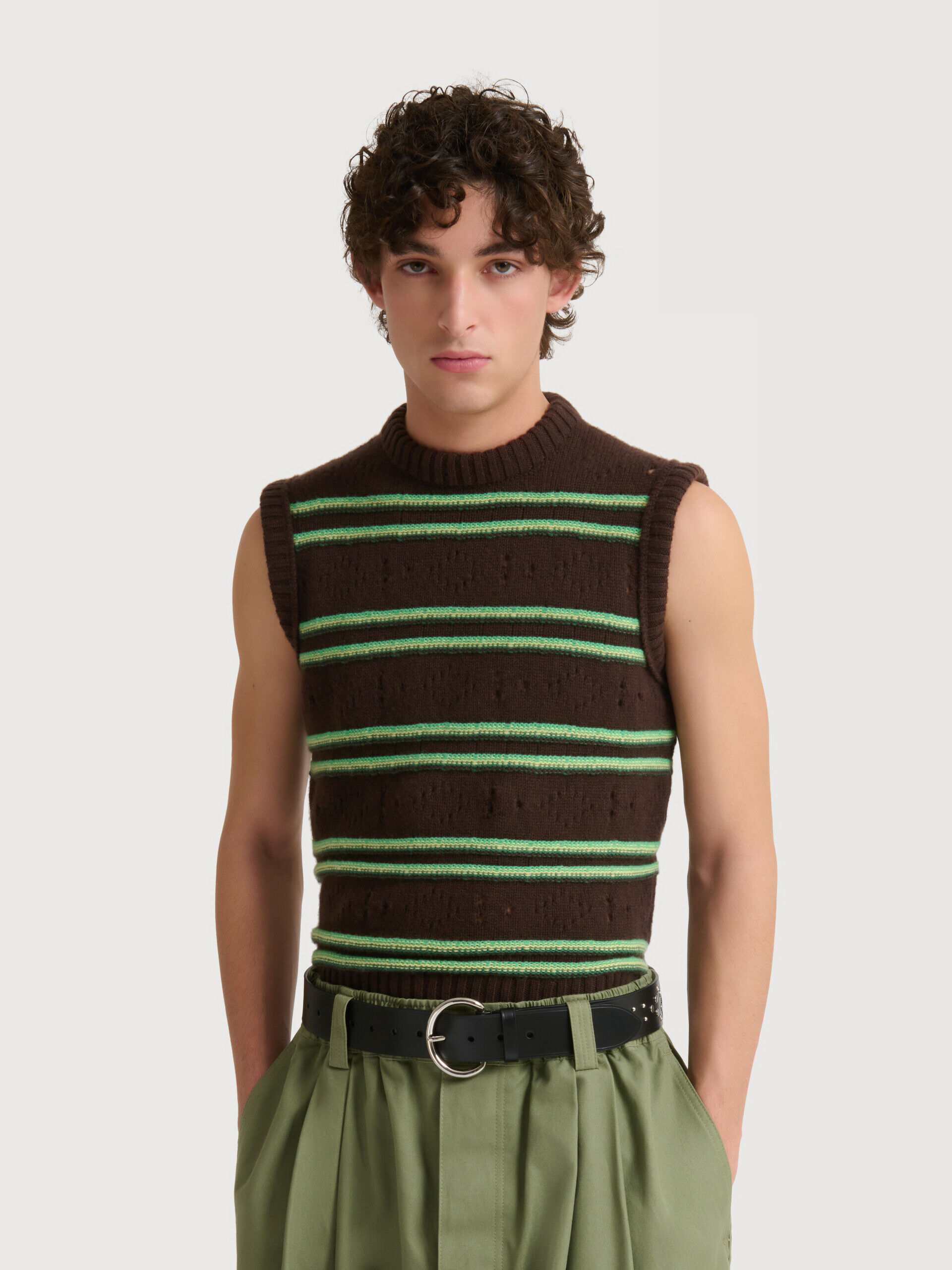 ブラウン 透かし編みのカシミアベスト | Marni