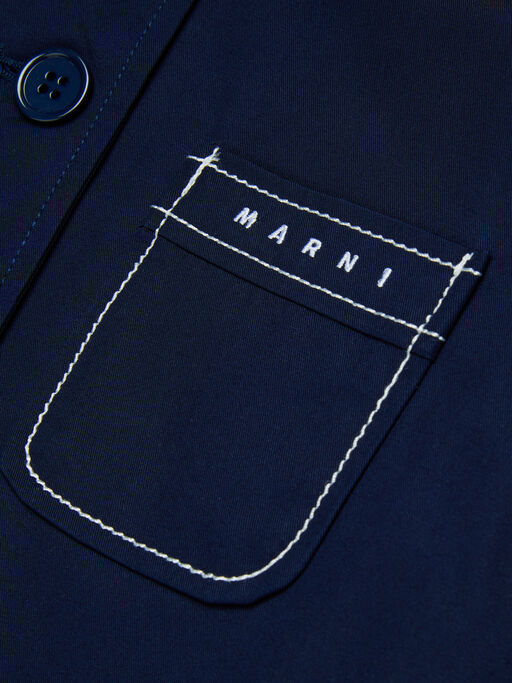 Deep blue cotton jacket with contrast stitching - Jackets