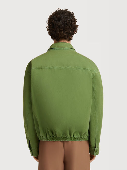 Green cotton jacket with zip pocket - Jackets