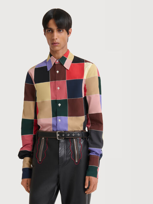Multicolour patchwork poplin shirt - Shirts