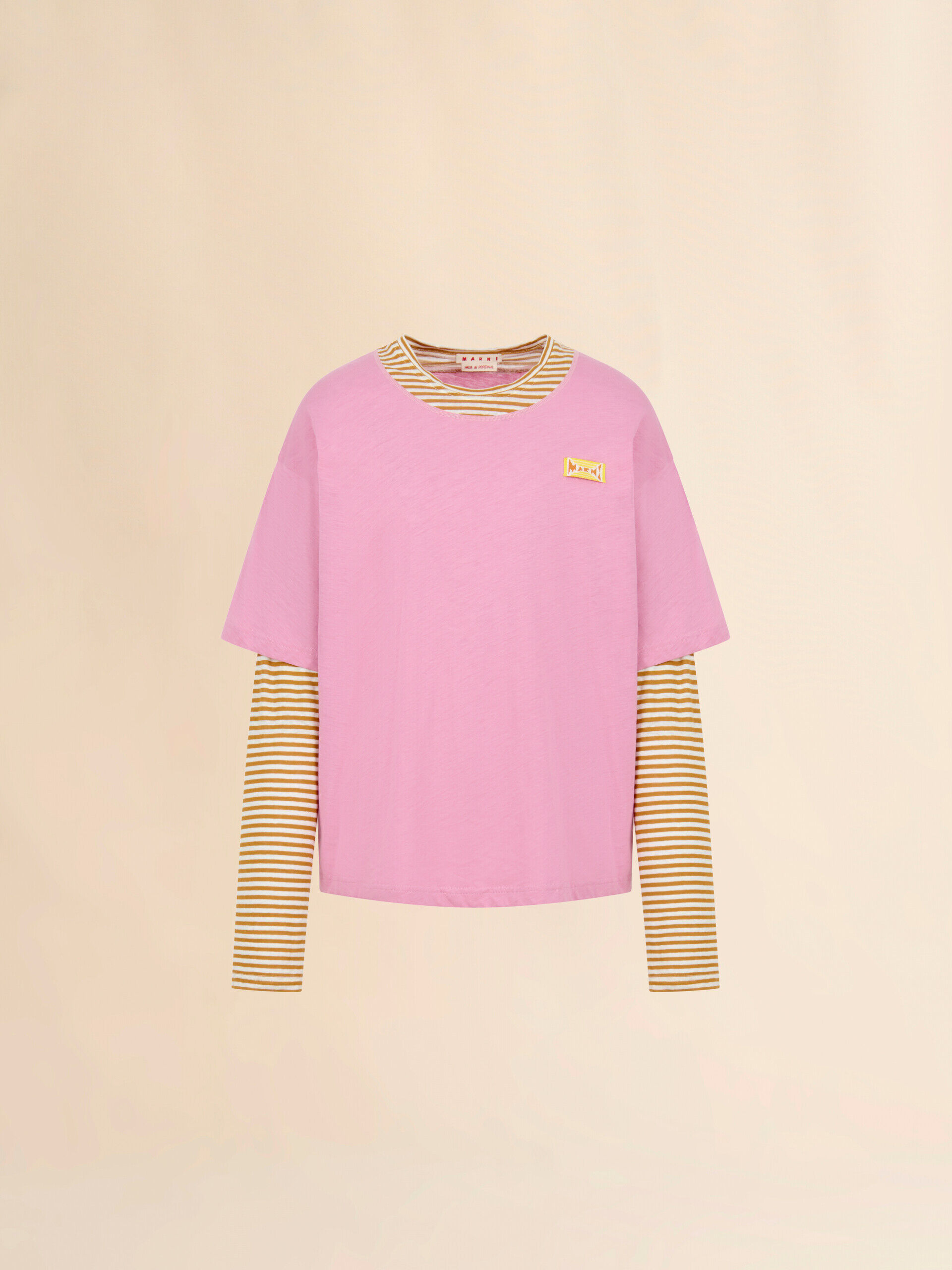 Pink and mustard layered cotton T-shirt | Marni