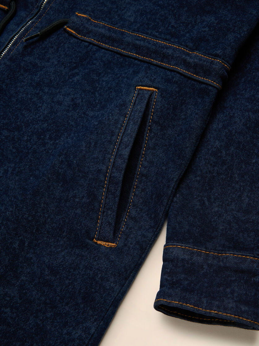 Blue denim playsuit with embroidered Marni logo - Pants - Image 4
