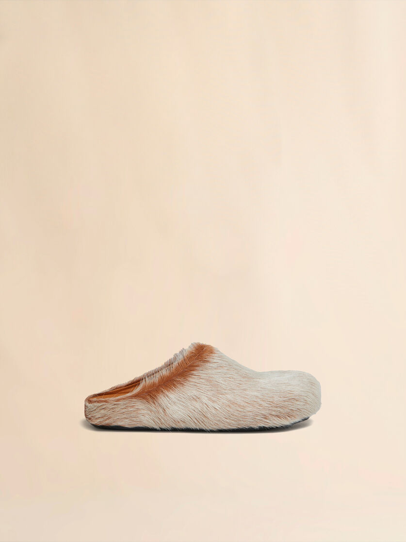 Blue-grey long hair calfskin Fussbett sabot - Clogs - Image 1