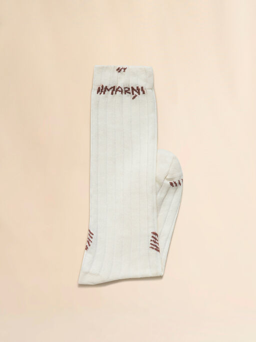 Pink ribbed cotton socks with Marni Mending - Socks