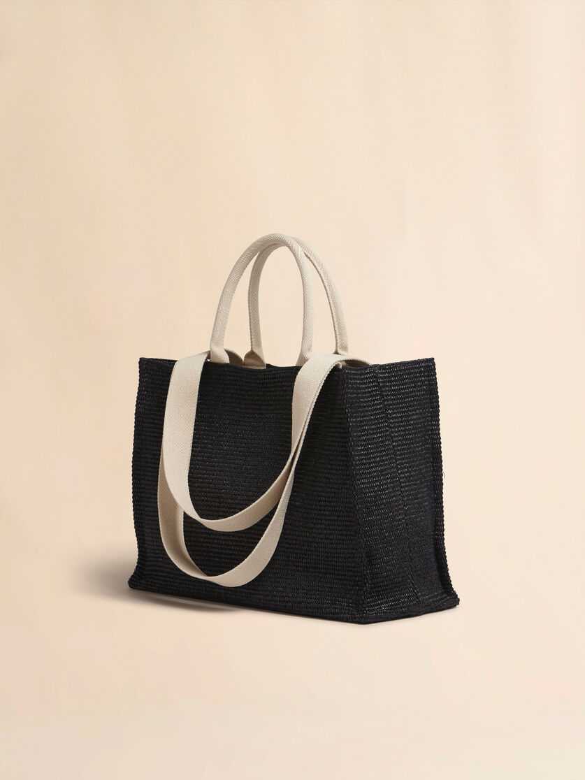 Shopping tote in raffia-effect fabric - Shopping Bags - Image 2