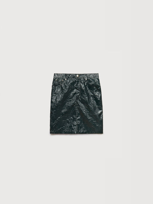 Deep green crinkled taffeta skirt - Skirts