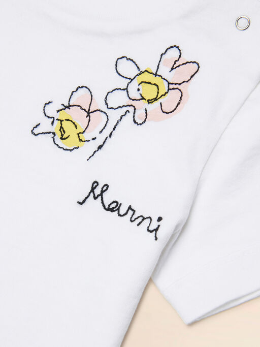 White cotton T-shirt with Camilla embroidery - T-shirts