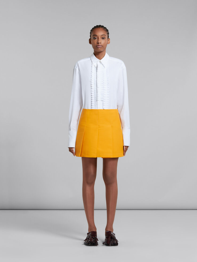 Orange cady mini skirt with wide pleats - Skirts - Image 2