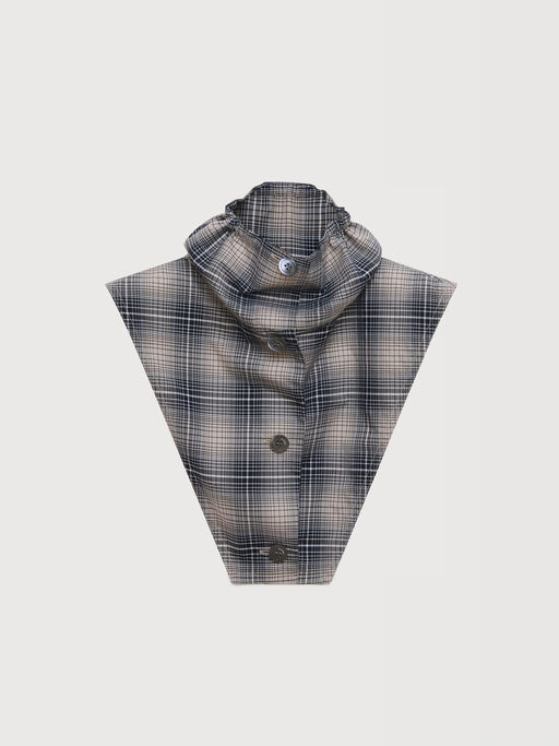 Brown checked poplin yoke with buttons - Accessories