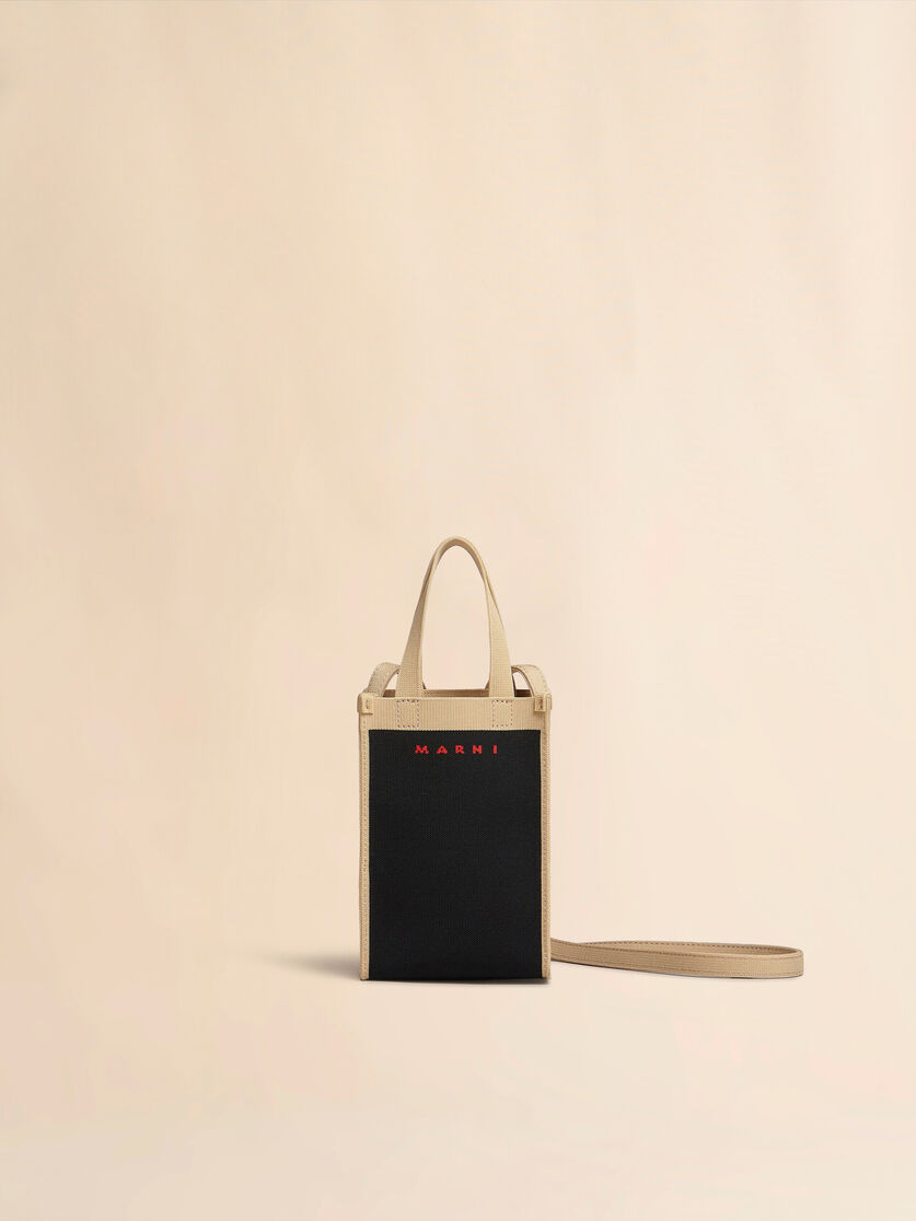 ブラック、ベージュ ジャカード製ミニショルダーバッグ | Marni