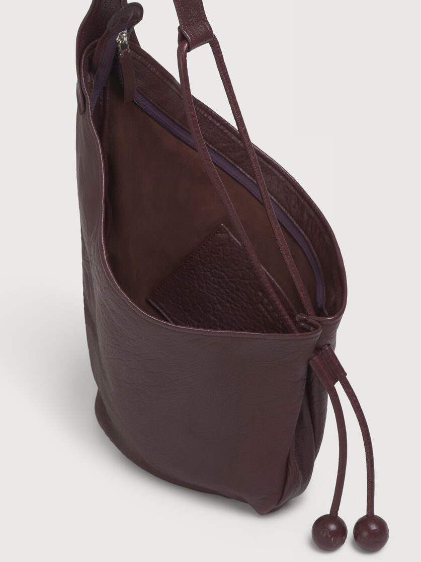 Small burgundy nappa Hobo bag, Image 3
