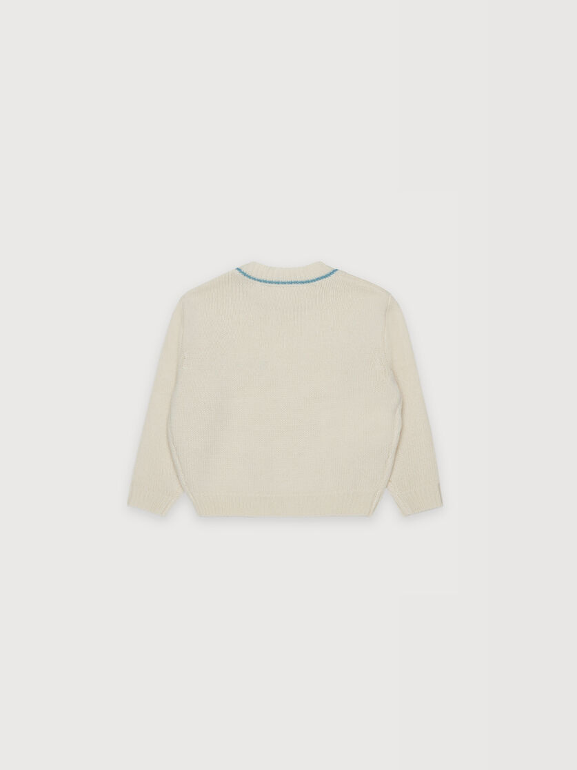 Beige cashmere blend jumper with embroidered Marni logo, Image 2