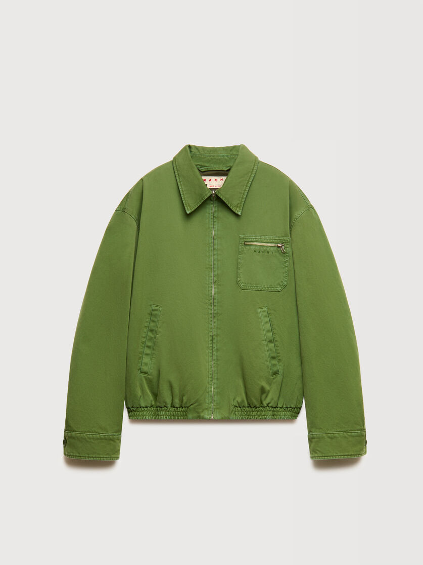 Green cotton jacket with zip pocket, Image 1
