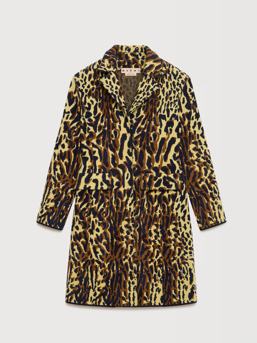 Yellow animalier wool chenille coat - Coats