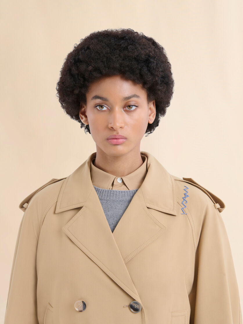 Short beige wool blend trench with Marni Symbol - Jackets - Image 4