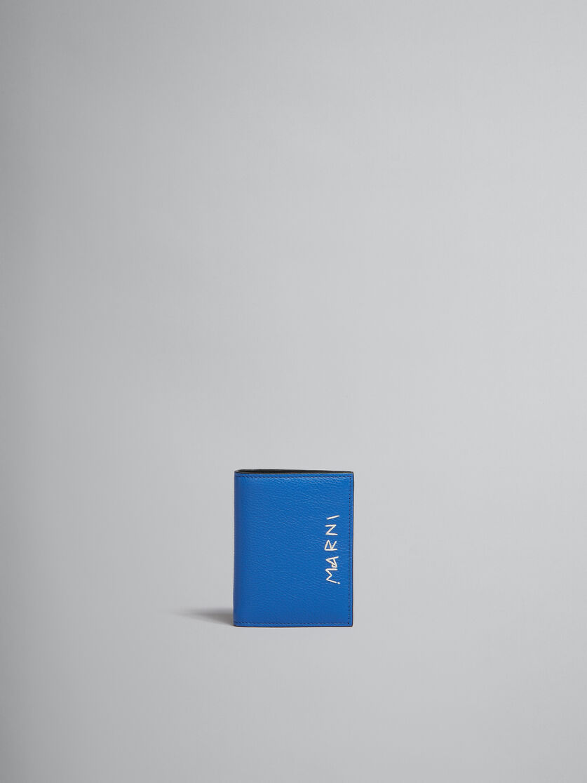 ブルー レザー製 二つ折りウォレット、 マルニ メンディング装飾 - 財布 - Image 1