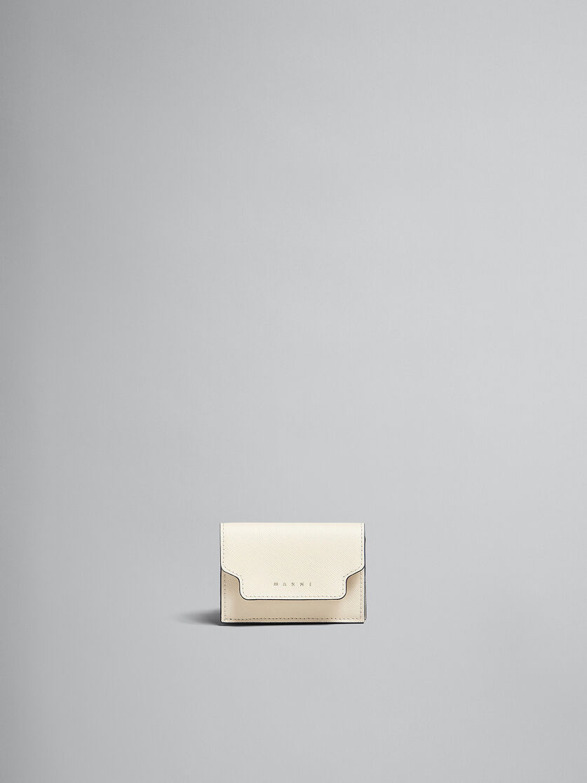 ブラック サフィアーノレザー製三つ折りウォレット - 財布 - Image 1
