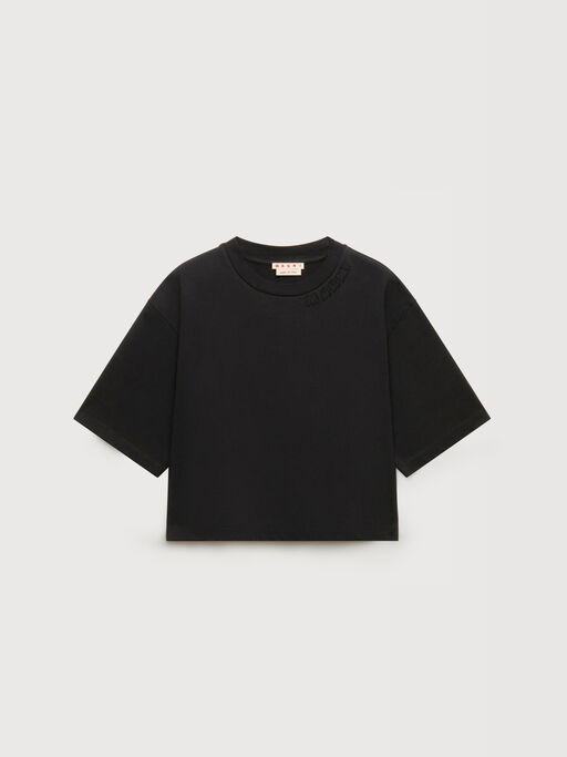 ブラック ジャージー パッチロゴ Tシャツ - Tシャツ