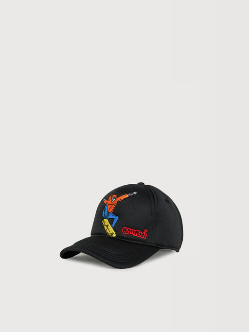 Black baseball cap with embroidered skater - Caps