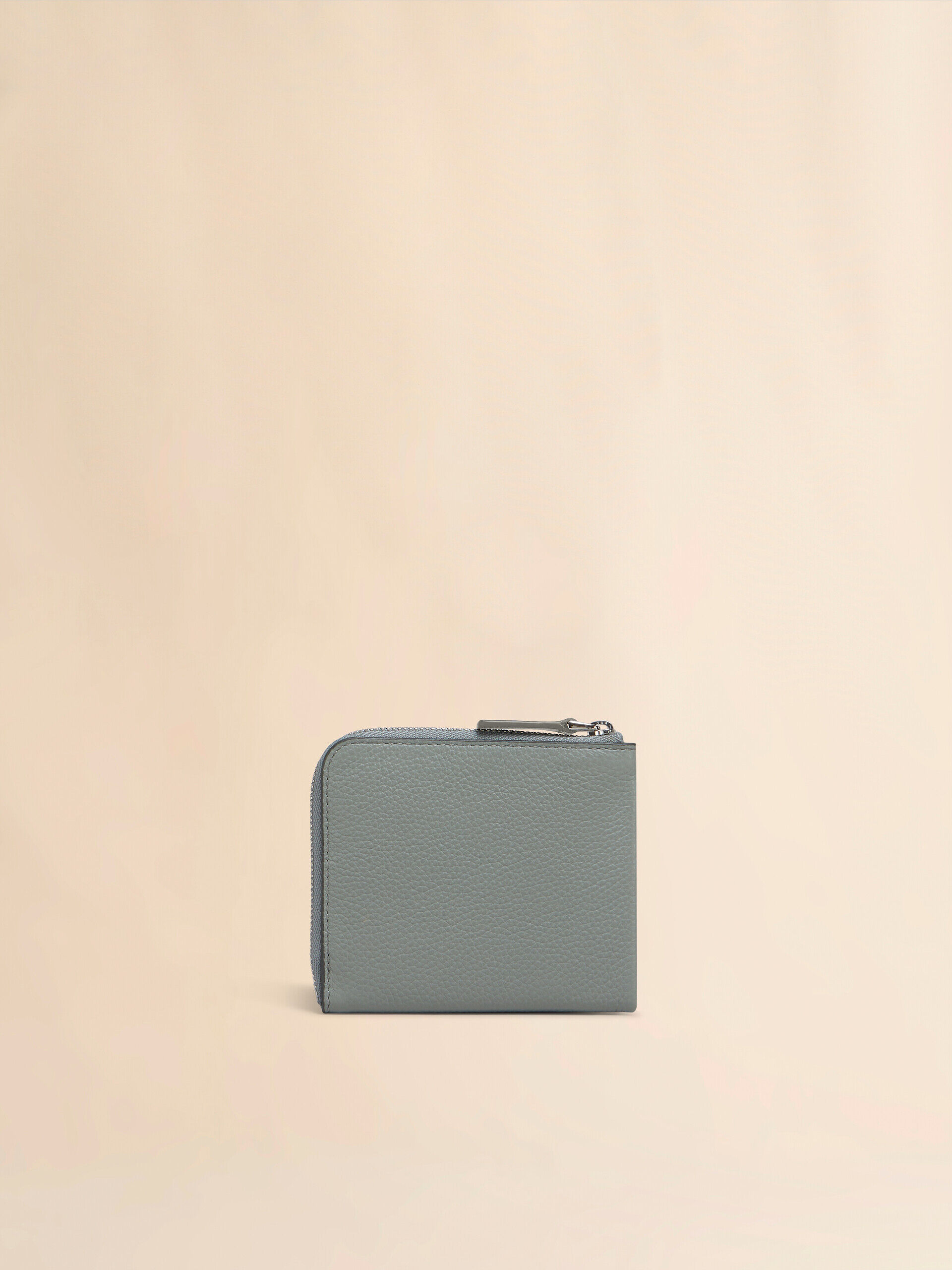Grey leather zip-around wallet with Marni Mending embroidery