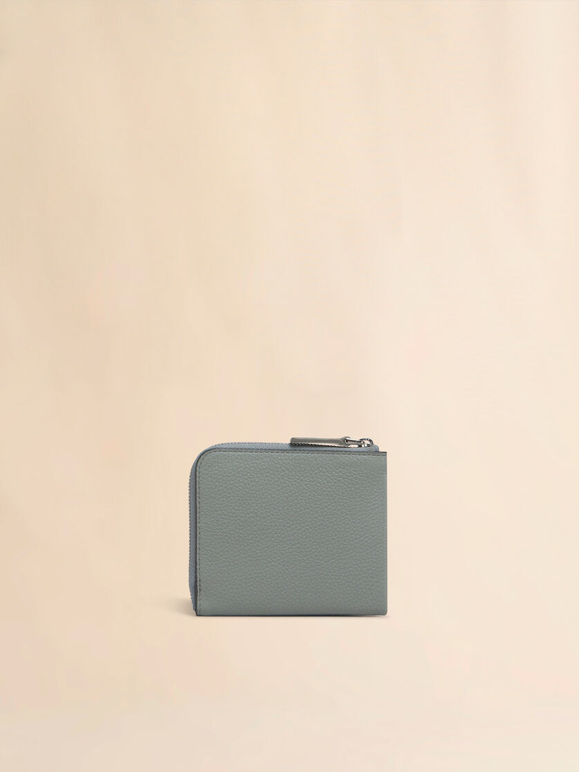 Black leather zip-around wallet with Marni Mending embroidery - Wallets - Image 3
