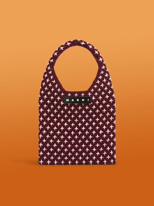 レッド MARNI MARKET リバーシブルニットバッグ - ショッピングバッグ