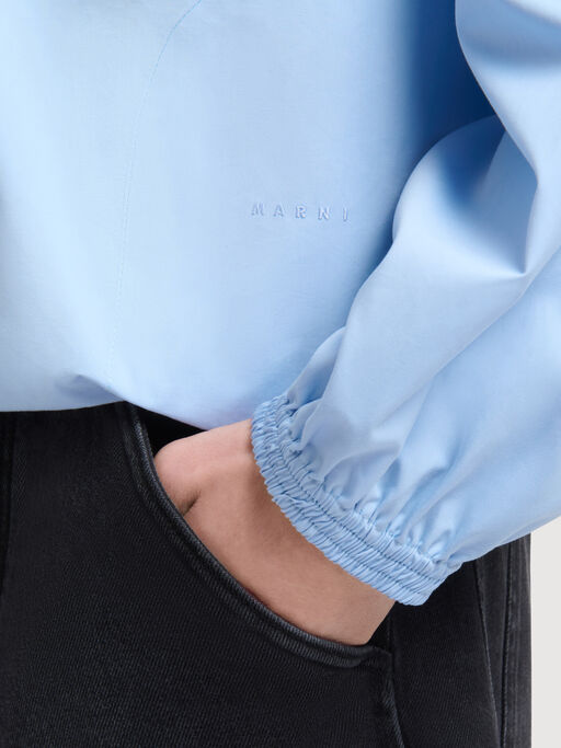 Light blue poplin shirt with funnel neck - Shirts