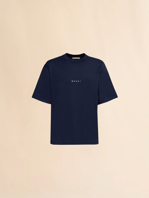 Dark blue organic cotton T-shirt with Mini logo Marni - Shirts