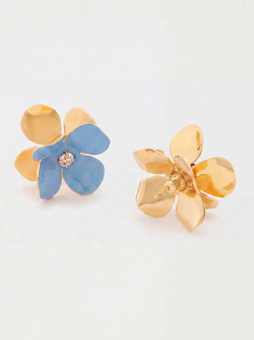 Light blue enamel daisy stud earrings - Earrings