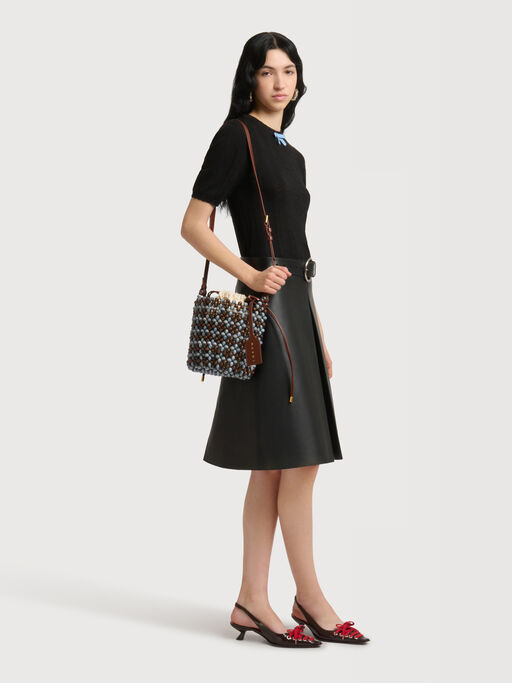 Sac Beads bleu et marron - Sacs port&eacute;s &eacute;paule