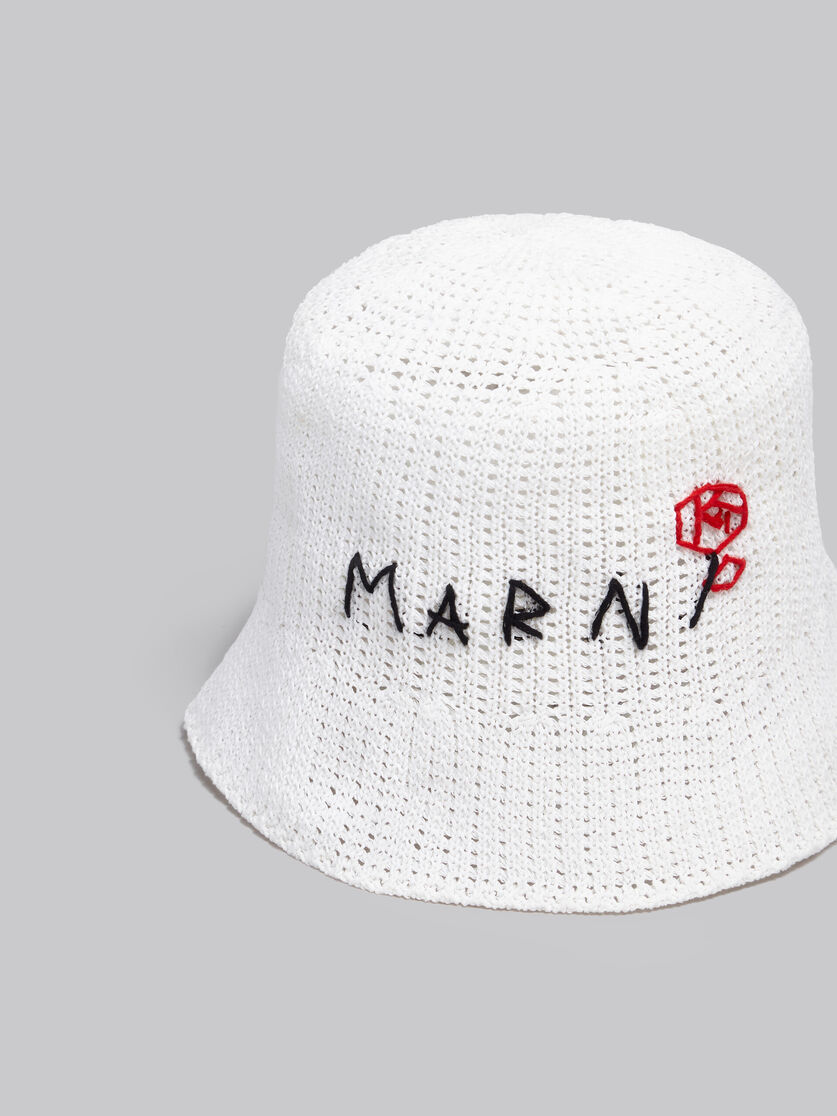 Weiße Häkelmütze aus Baumwolle mit Marni-Flicken - Hüte - Image 4