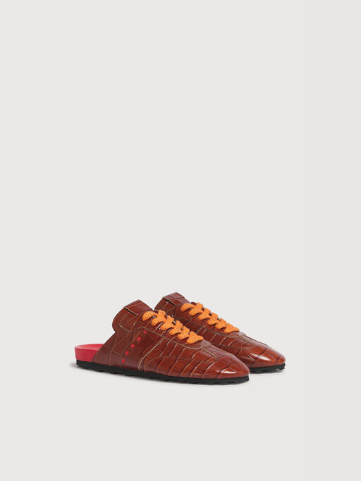 Brown croc-effect leather Softy Soccer slip-on sneaker - Sneakers