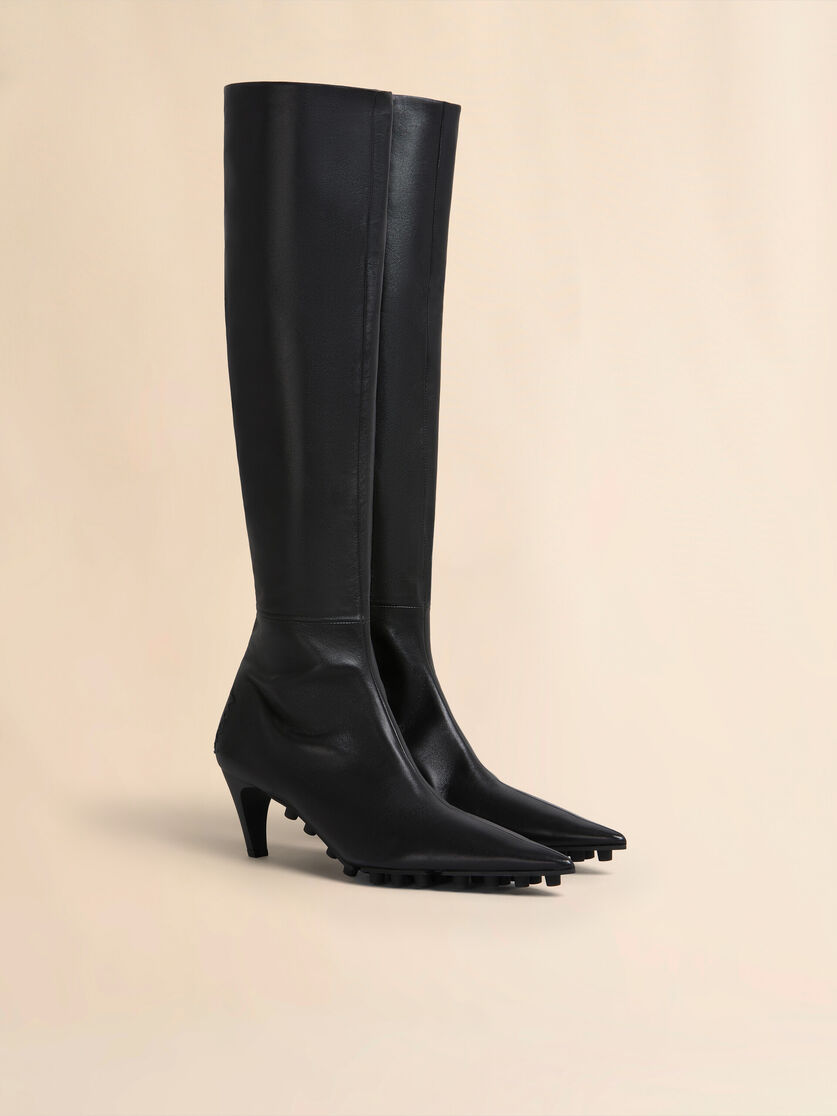 Black nappa knee-high Spike boot - Boots - Image 2