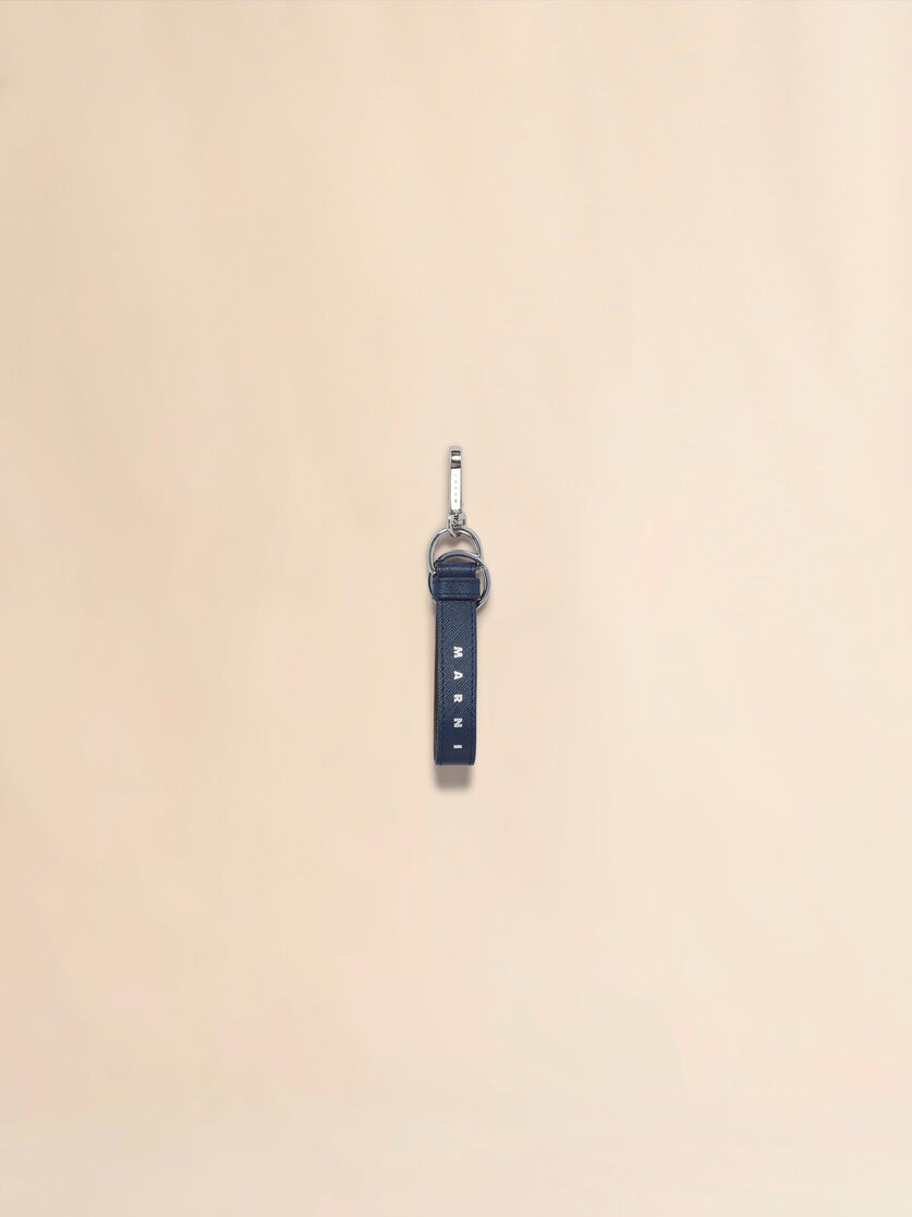 Deep blue and green Saffiano leather keyring - Key Rings - Image 1