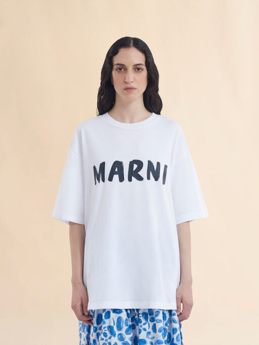 White organic cotton T-shirt with logo - T-shirts
