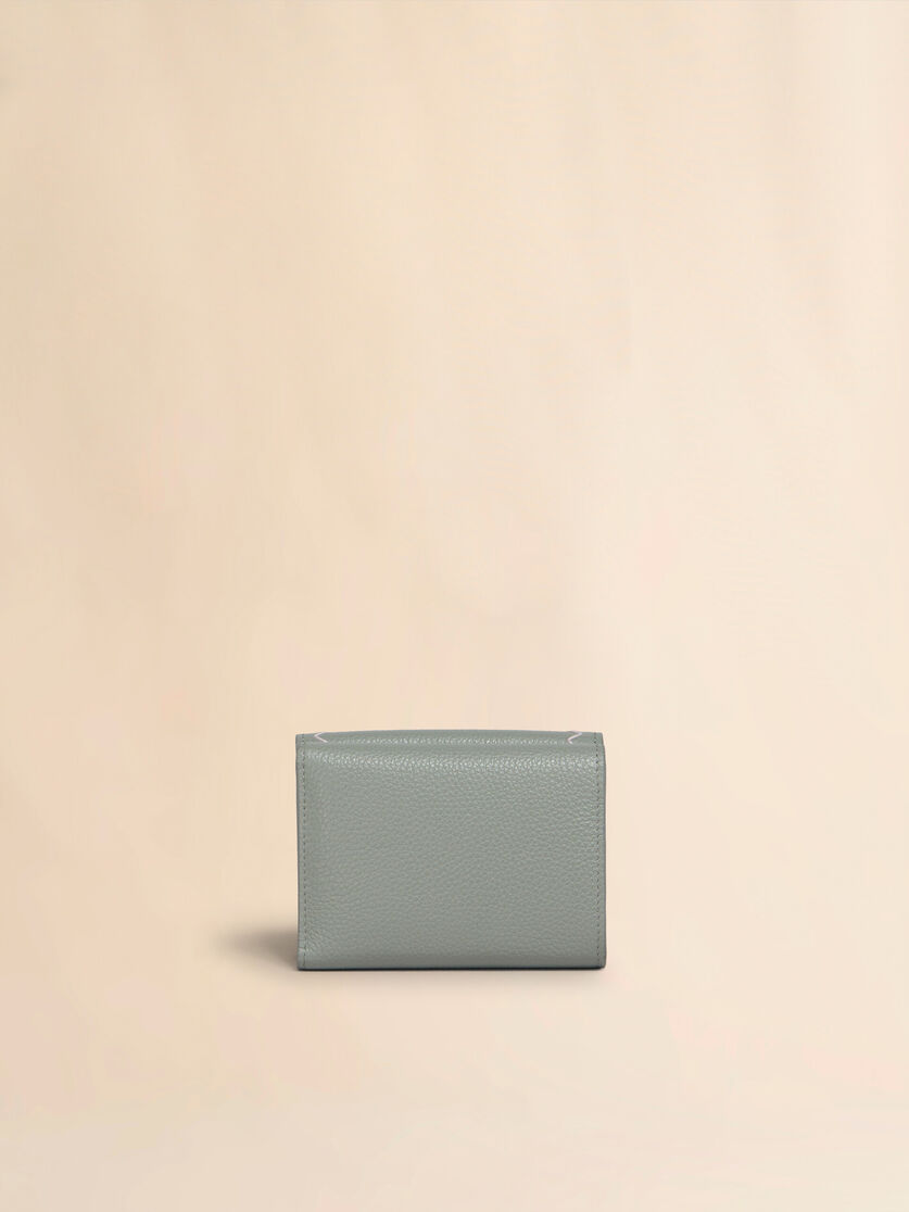 Light blue leather trifold wallet with Marni Mending embroidery - Wallets - Image 3