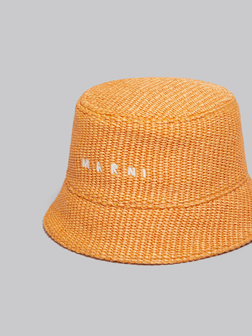 Pink raffia bucket hat with logo embroidery - Hats - Image 4