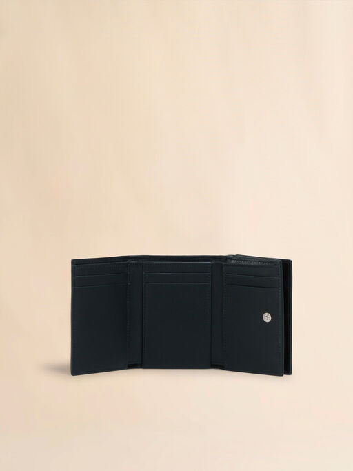 Cartera tríptico de piel negra con bordado Marni Mending - Carteras