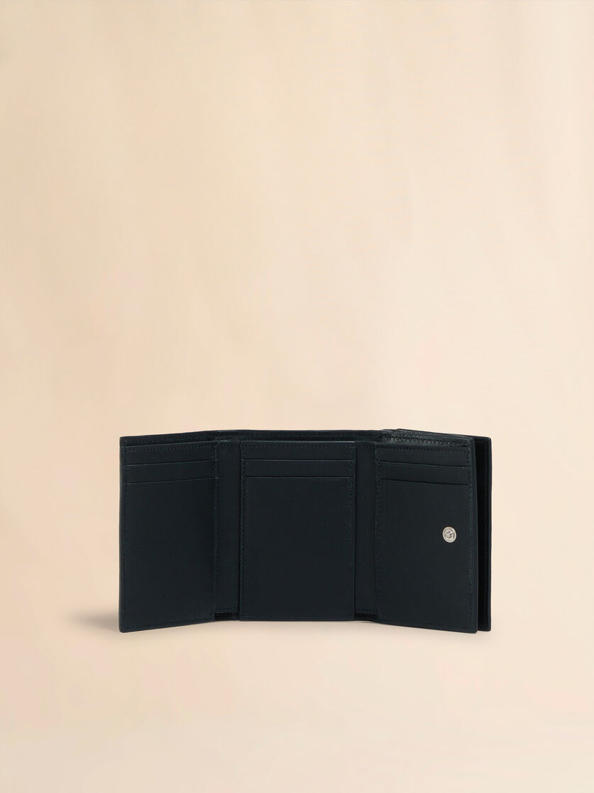 Black leather trifold wallet with Marni Mending embroidery - Wallets - Image 2